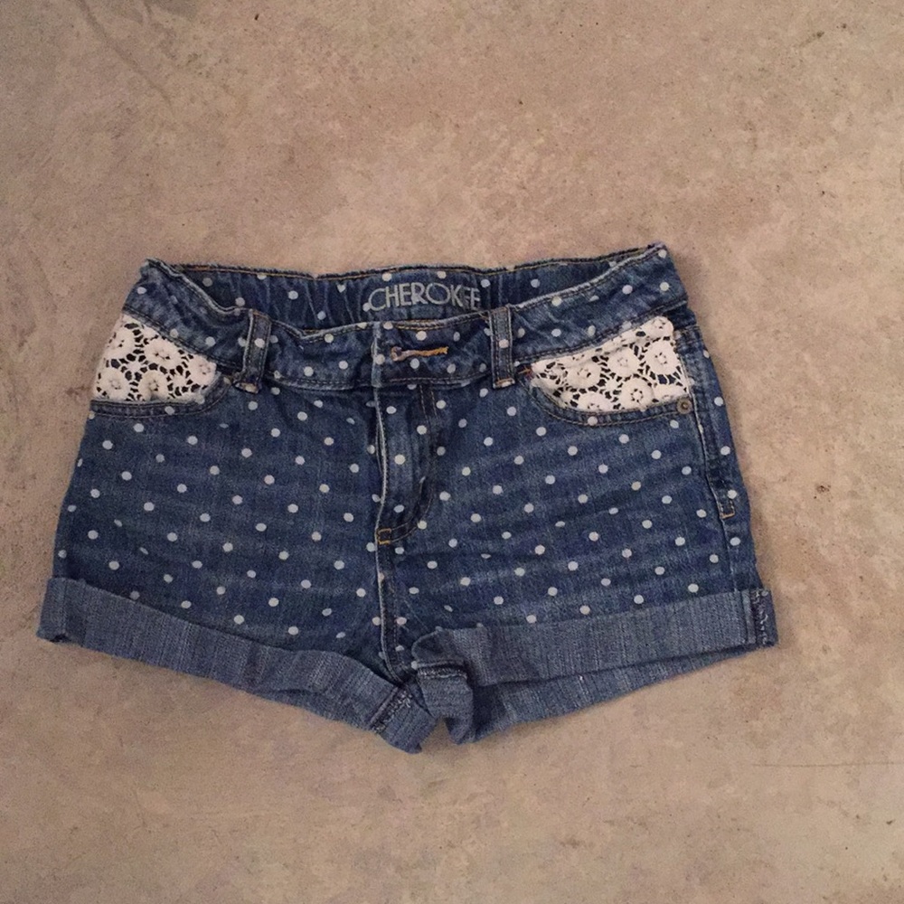 Girl’s Cherokee polka dot jean shorts